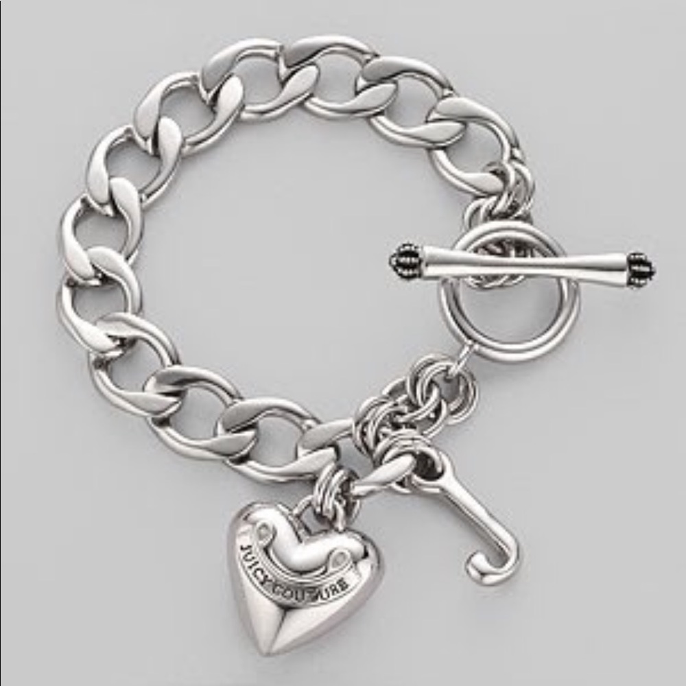 Silver Juicy Couture heart charm bracelet